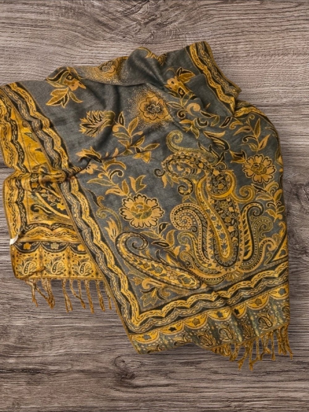 Reversible Paisley Jacquard Shawl / Pashima - Picture 5 of 13